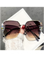Fashion (coffee) With Drill Alloy Diamond Large Frame Sunglasses