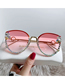 Fashion Pink Diamonds Alloy Diamond Large Frame Sunglasses