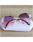 Fashion Sun Flower Purple Alloy Diamond Large Frame Sunglasses