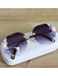Fashion Sun Flower Purple Alloy Diamond Large Frame Sunglasses