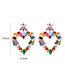 Fashion Color Alloy Diamond Geometric Heart Stud Earrings