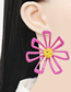 Fashion Pink Alloy Iron Flower Stud Earrings