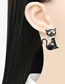 Fashion Black Alloy Drop Oil Cat Stud Earrings