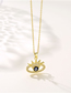 Fashion Gold Titanium Steel Diamond Drop Oil Eye Necklace