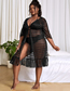 Fashion Black Polyester Lace Swimsuit Cover Up Jacket