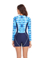 Fashion Red Polyester Printed Long Sleeve Leg-length Panel Zip One-piece Swimsuit