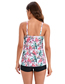 Fashion Pink Flower On White Polyester Printed Split Swimsuit