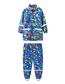 Fashion 3 Dark Blue Dinosaurs Blend Printed Stand Collar Hooded Jacket Trousers Set