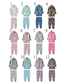Fashion 7 Cute Dogs Blend Printed Stand Collar Hooded Jacket Trousers Set