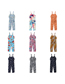 Fashion 7 Dark Blue Floral Cotton Print Children's Suspender Jumpsuit