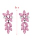 Fashion Pink Alloy Diamond Flower Stud Earrings