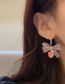 Fashion Pink Alloy Geometric Heart Bow Stud Earrings