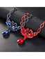 Fashion Blue Geometric Drop Diamond Flower Stud Necklace Set