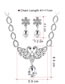 Fashion Blue Geometric Drop Diamond Flower Stud Necklace Set