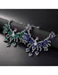 Fashion Blue Geometric Pierced Bird Stud Necklace Set
