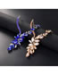 Fashion Blue Geometric Diamond Stud Necklace Set