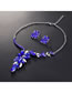 Fashion Blue Geometric Diamond Stud Necklace Set