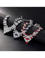 Fashion Red Geometric Diamond Stud Necklace Set