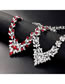 Fashion Red Geometric Diamond Stud Necklace Set