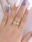 Fashion Gold Brass-set Zirconium Geometric Pleated Open Ring