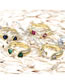 Fashion White Diamond Love Brass Gold Plated Heart Zirconium Open Ring
