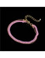 Fashion Pink Solid Copper Painted Geometric Chain Double Layer Bracelet