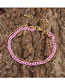 Fashion Pink Purple Solid Copper Painted Geometric Chain Double Layer Bracelet