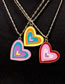 Fashion Yellow Orange Green Powder Copper Gold Plated Oil Drop Multilayer Heart Necklace