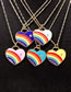 Fashion Yellow Brass Inlaid Zirconium Drip Oil Rainbow Heart Necklace