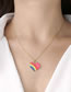 Fashion Pink Brass Inlaid Zirconium Drip Oil Rainbow Heart Necklace