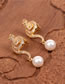 Fashion Gold Bronze Zirconium Snake Pearl Stud Earrings