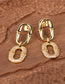 Fashion Gold Copper Genuine Gold Plated Geometric Oval Double Hoop Stud Earrings