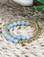 Fashion 12 Imitation Aquamarines Faux Blue Gold Sliced ??faceted Gold Beaded Bracelet