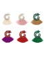 Fashion Khaki Alloy Diamond Pattern Tassel Stud Earrings