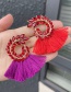 Fashion Red Alloy Diamond Pattern Tassel Stud Earrings