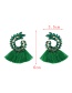 Fashion Green Alloy Diamond Pattern Tassel Stud Earrings