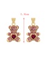Fashion Red Bronze Zircon Bear Heart Pendant Accessories