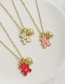 Fashion Pink Bronze Zircon Drop Oil Bear Heart Pendant Necklace