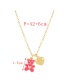 Fashion White Bronze Zircon Drop Oil Bear Heart Pendant Necklace