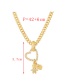 Fashion Gold-2 Bronze Zirconium Heart Girl Pendant Thick Chain Necklace