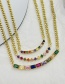 Fashion Gold-4 Bronze Zircon Heart Pendant Chunky Chain Necklace