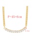 Fashion Gold-3 Bronze Chain Necklace With Zircon Square Pendant In Copper