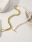 Fashion Gold Geometric Pearl Beaded Panel Chain Necklace