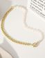Fashion Gold Geometric Pearl Beaded Panel Chain Necklace