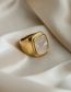Fashion Gold Titanium Square Shell Ring