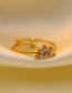 Fashion Gold Titanium Diamond Half Flower Open Ring