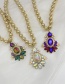 Fashion Color Alloy Geometric Beaded Diamond Pendant Necklace