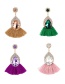 Fashion Leather Pink Alloy Diamond Waterdrop Tassel Stud Earrings