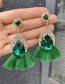 Fashion Green Alloy Diamond Waterdrop Tassel Stud Earrings