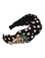 Fashion Black Fabric Alloy Diamond Inlaid Pearl Water Drop Polka Dot Headband (4cm)
